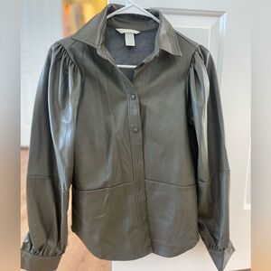 H&M oversized leather shirt dark green